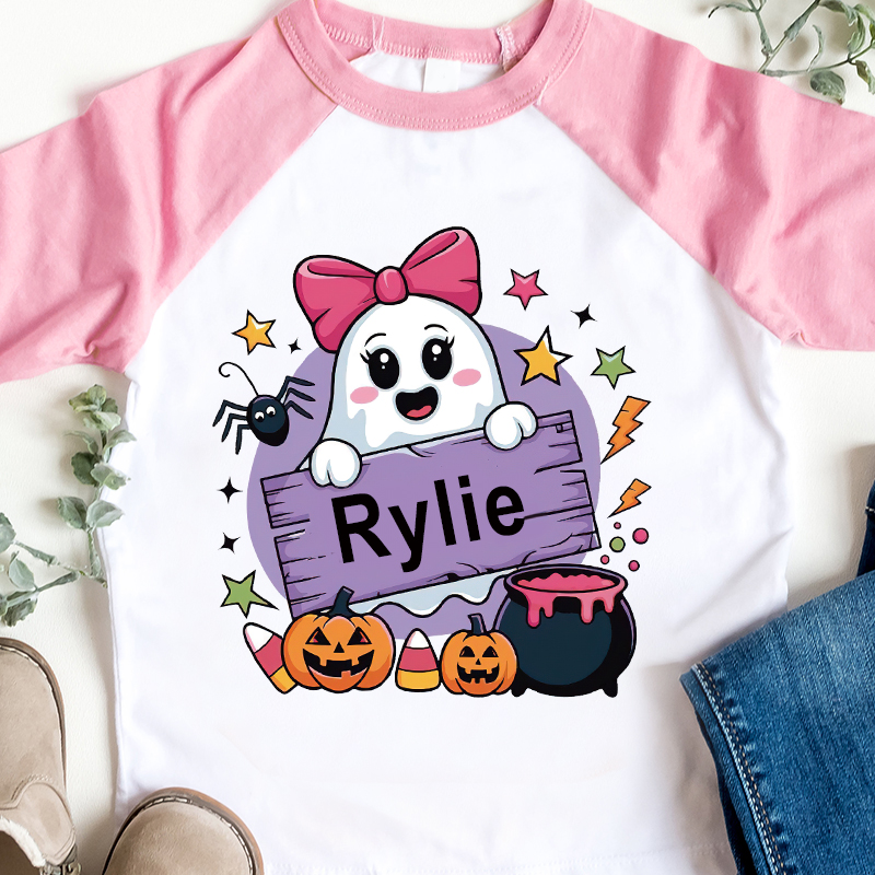Personalized Kids Halloween Ghost Long Sleeves Shirt| Cloth12450
