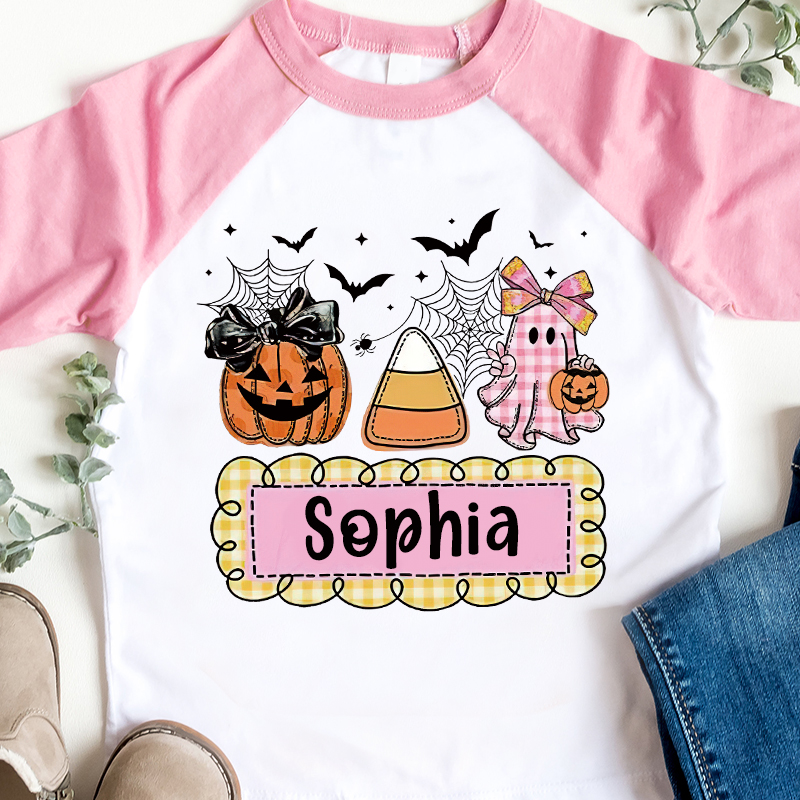 Personalized Kids Halloween  Ghost Pumpkin Long Sleeves Shirt| Cloth12451