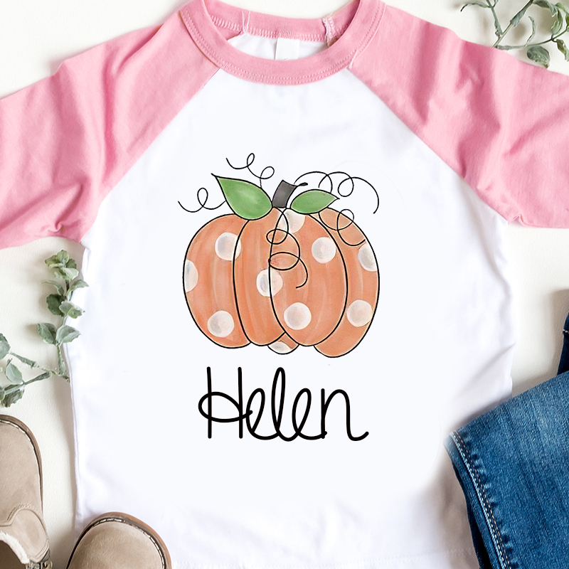 Personalized Kids Pumpkin Name Long Sleeves Shirt| Cloth12402