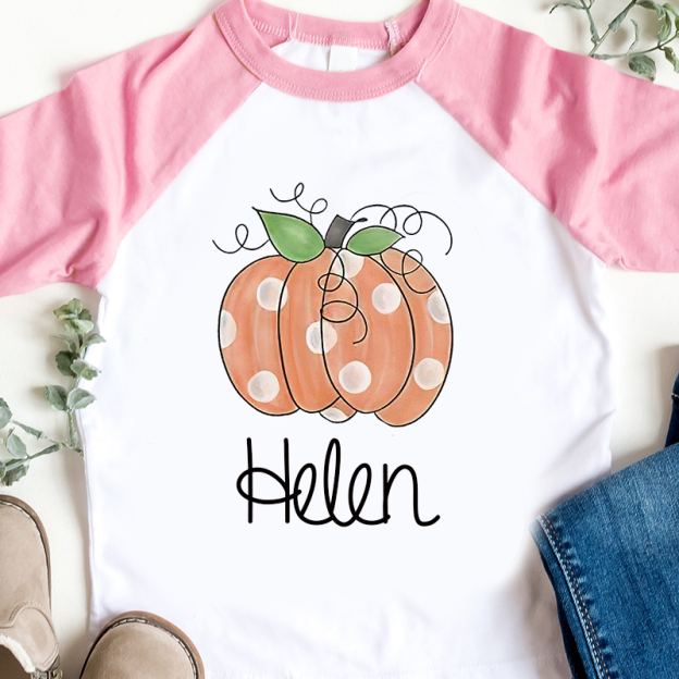 Personalized Kids Pumpkin Name Long Sleeves Shirt| Cloth12402