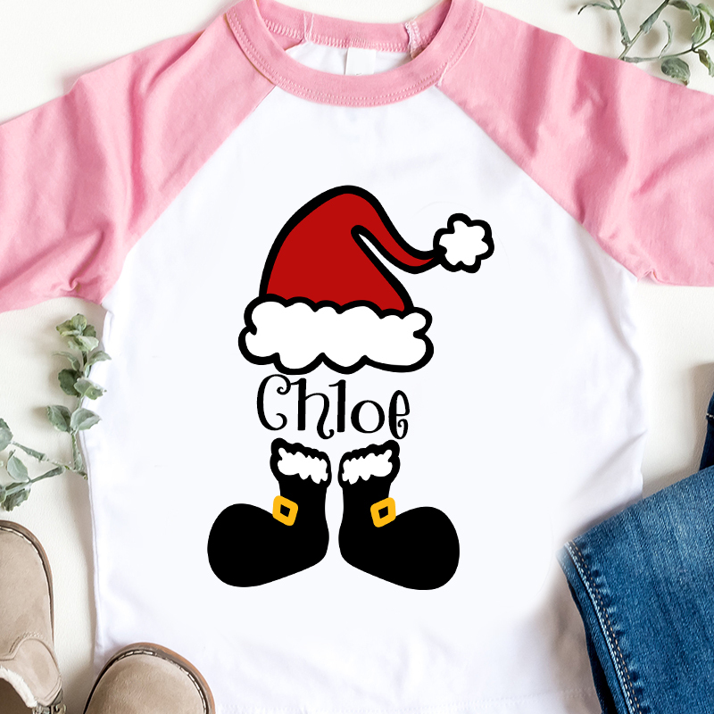Personalized Kids Santa Hat Christmas Shirt| Cloth12412
