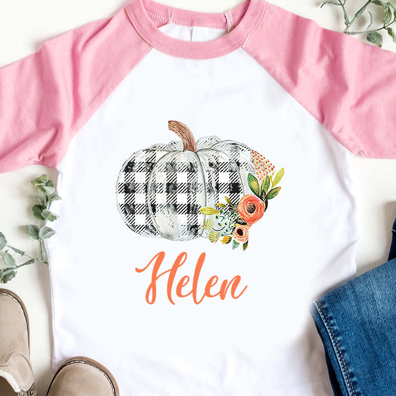 Personalized Kids Pumpkin Name Long Sleeves Shirt| Cloth12402