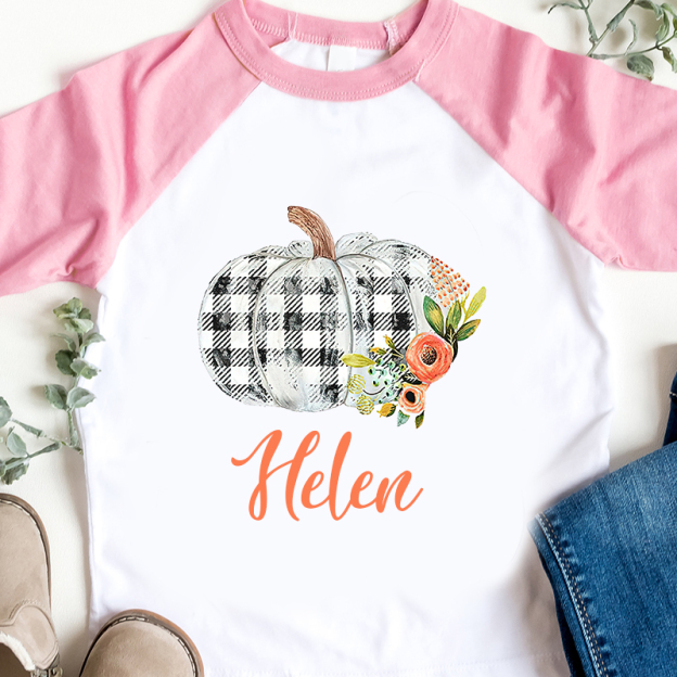 Personalized Kids Pumpkin Name Long Sleeves Shirt| Cloth12402