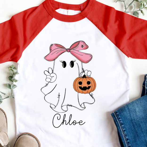 Personalized Kids Halloween Ghost Long Sleeves Shirt| Cloth12449