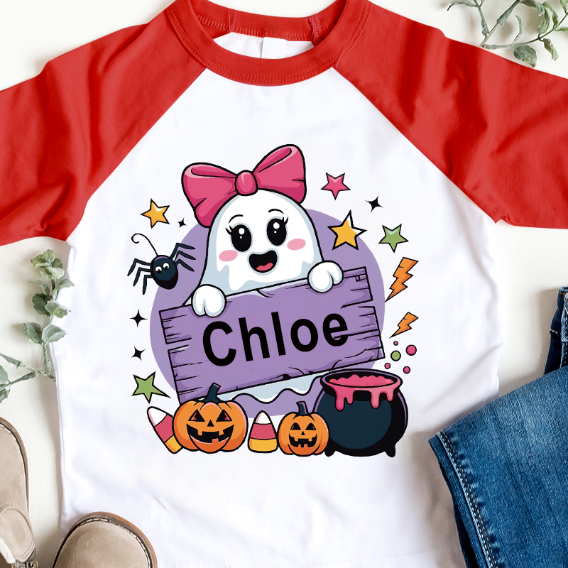 Personalized Kids Halloween Ghost Long Sleeves Shirt| Cloth12450