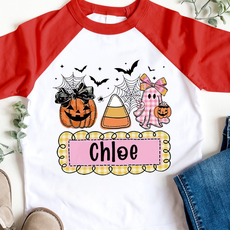 Personalized Kids Halloween  Ghost Pumpkin Long Sleeves Shirt| Cloth12451