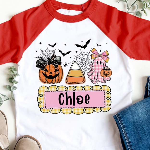 Personalized Kids Halloween  Ghost Pumpkin Long Sleeves Shirt| Cloth12451