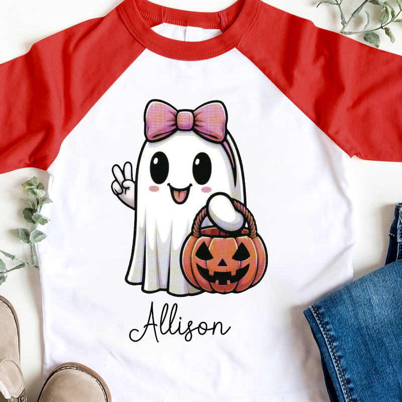 Personalized Kids Halloween Ghost Pumpkin Long Sleeves Shirt| Cloth12453