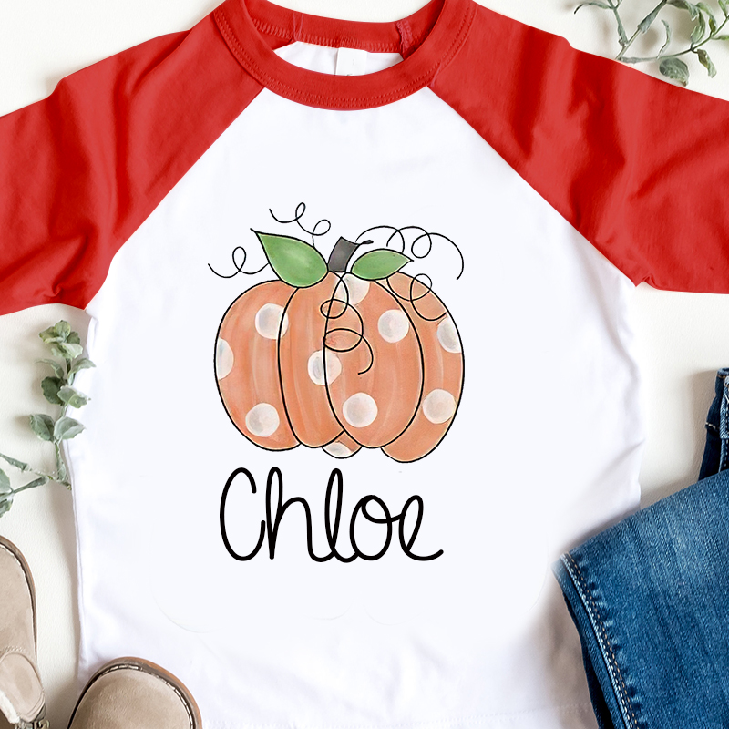 Personalized Kids Pumpkin Name Long Sleeves Shirt| Cloth12402