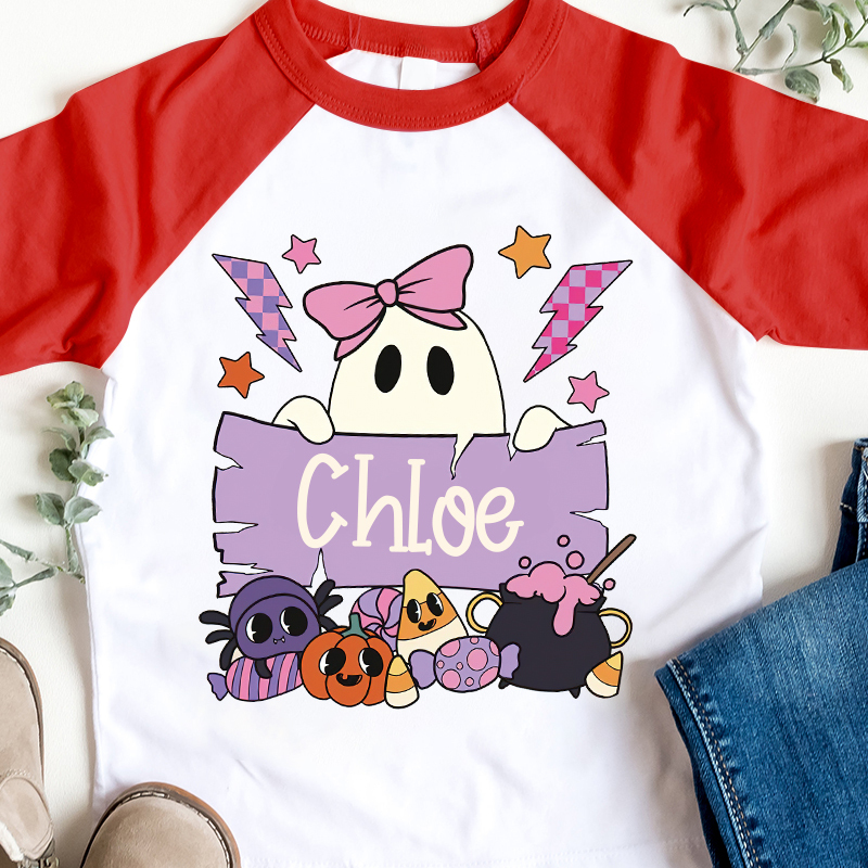 Personalized Kids Halloween Ghost Long Sleeves Shirt| Cloth12454