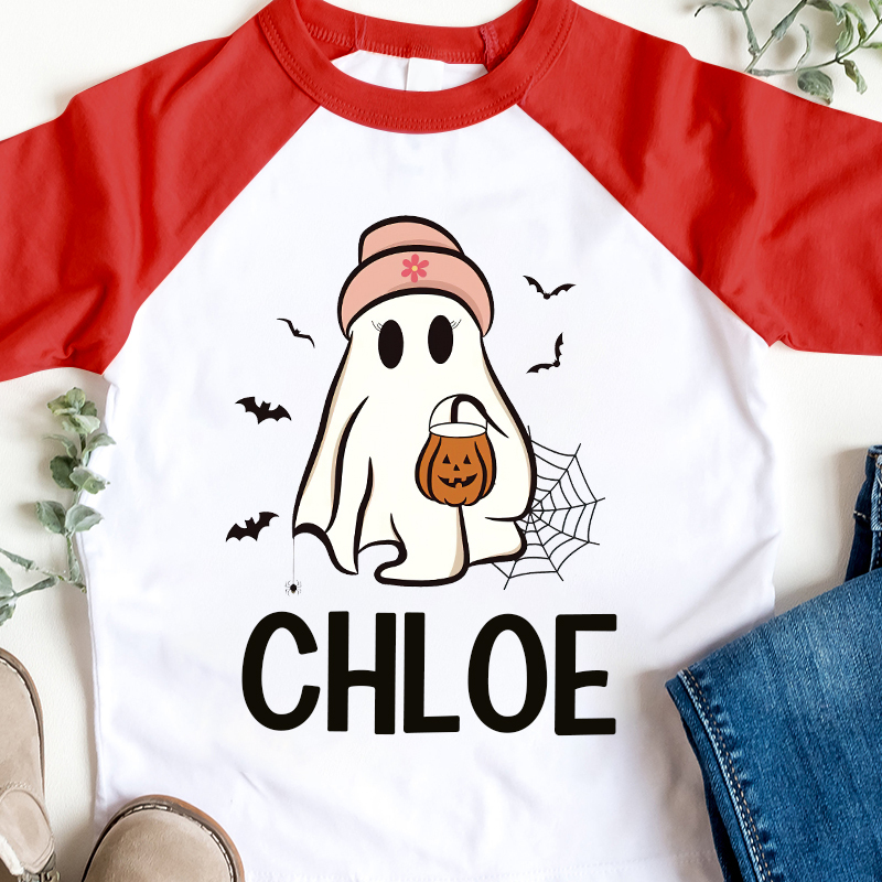 Personalized Kids Halloween Ghost Long Sleeves Shirt| Cloth12455