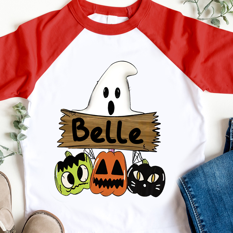 Personalized Kids Halloween Initials Long Sleeves Shirt| Cloth12409