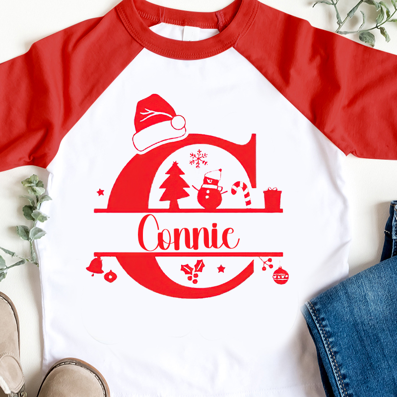 Personalized Kids Monogrammed Christmas Long Sleeves Shirt| Cloth 12410