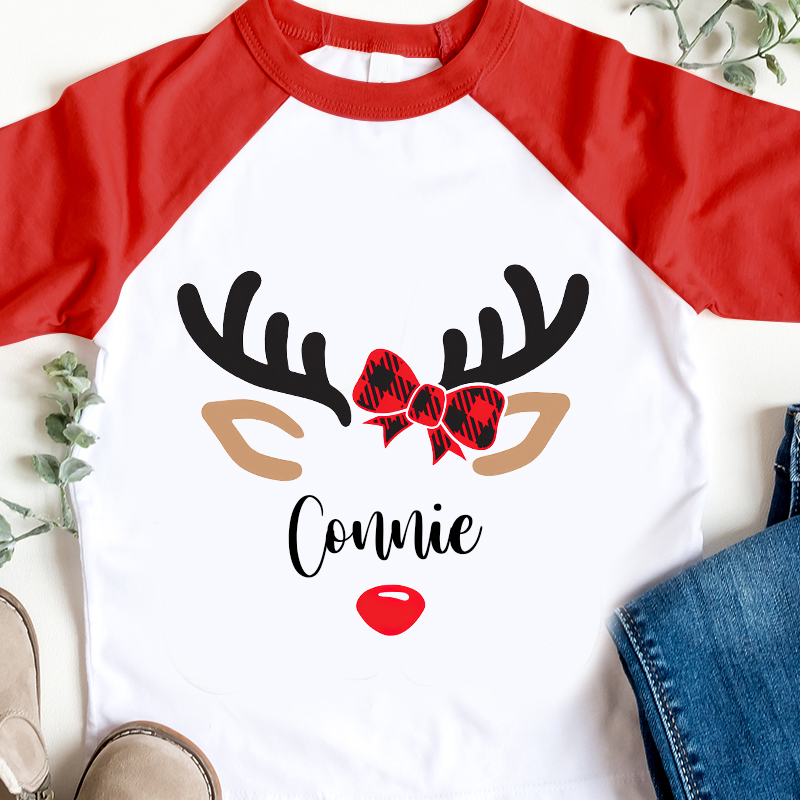 Personalized Kids Reindeer Monogrammed Christmas Shirt| Cloth 12411