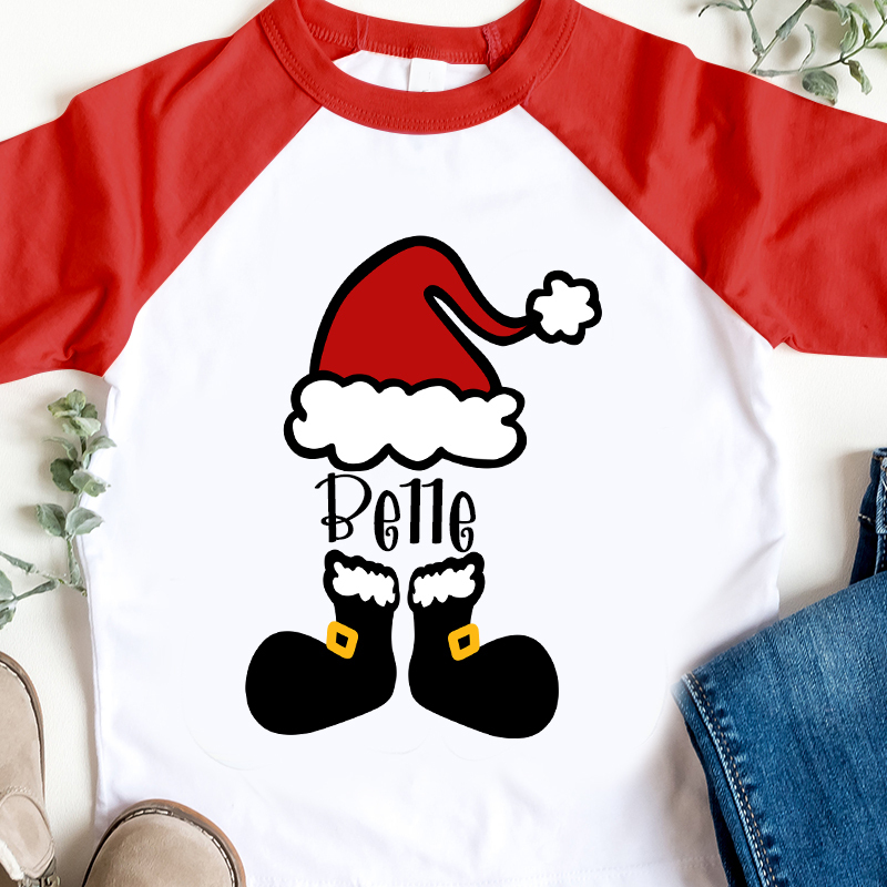 Personalized Kids Santa Hat Christmas Shirt| Cloth12412