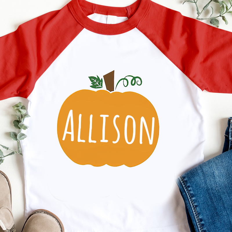 Personalized Kids Pumpkin Name Long Sleeves Shirt| Cloth12414