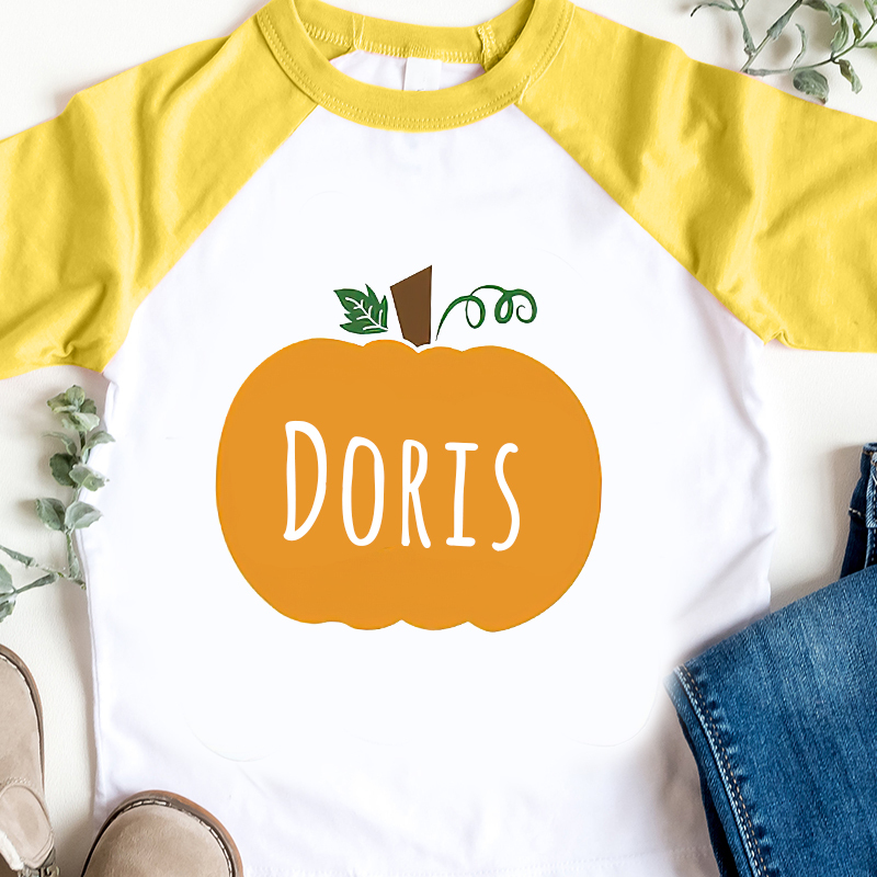 Personalized Kids Pumpkin Name Long Sleeves Shirt| Cloth12414