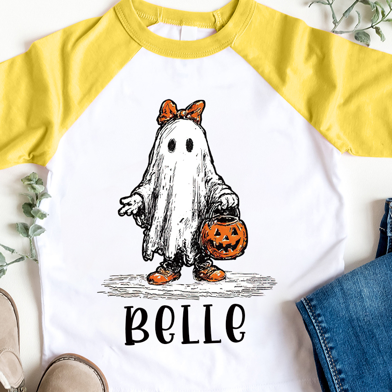 Personalized Kids Halloween Ghost Pumpkin Long Sleeves Shirt| Cloth12448