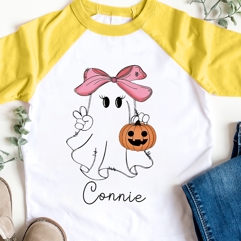 Personalized Kids Halloween Ghost Long Sleeves Shirt| Cloth12449