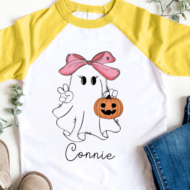 Personalized Kids Halloween Ghost Long Sleeves Shirt| Cloth12449