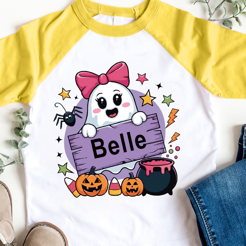 Personalized Kids Halloween Ghost Long Sleeves Shirt| Cloth12450