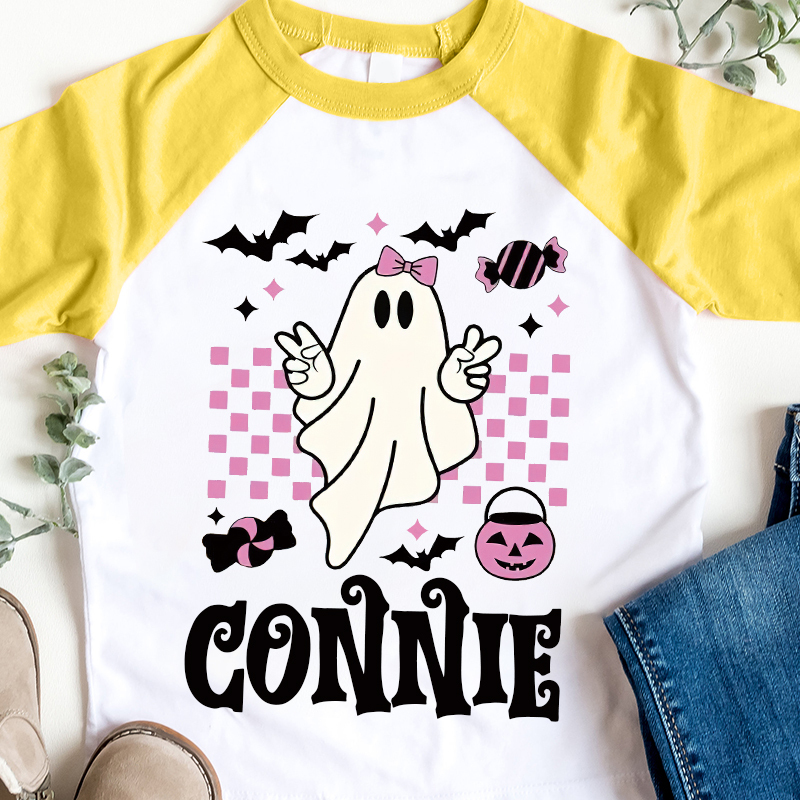 Personalized Kids Halloween Retro Ghost Long Sleeves Shirt| Cloth12452