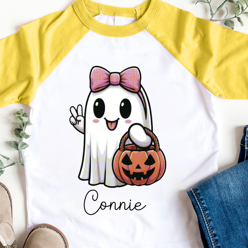 Personalized Kids Halloween Ghost Pumpkin Long Sleeves Shirt| Cloth12453