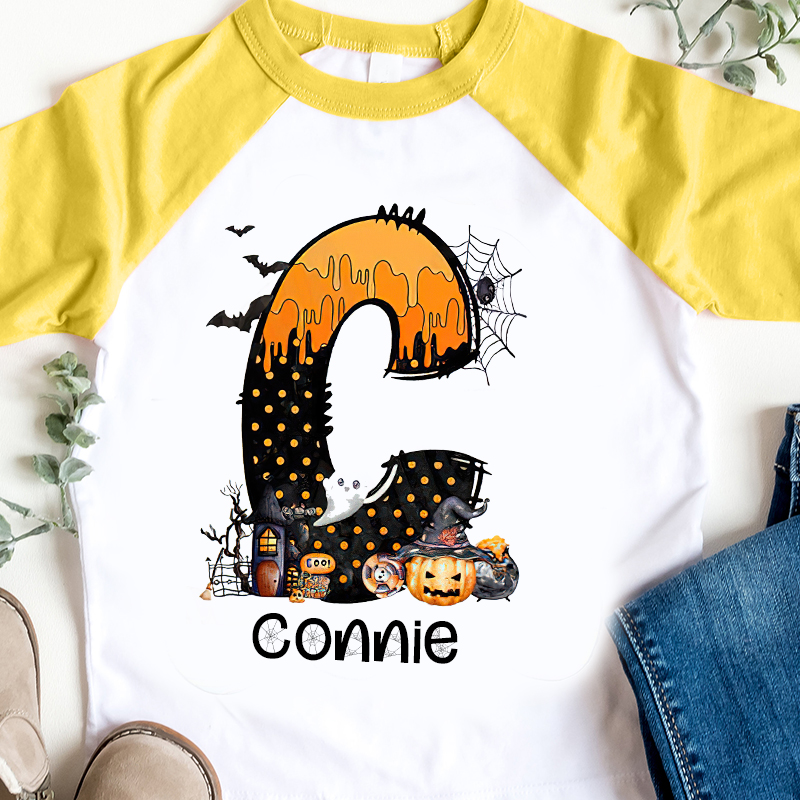 Personalized Kids Halloween Initials Long Sleeves Shirt| Cloth12407