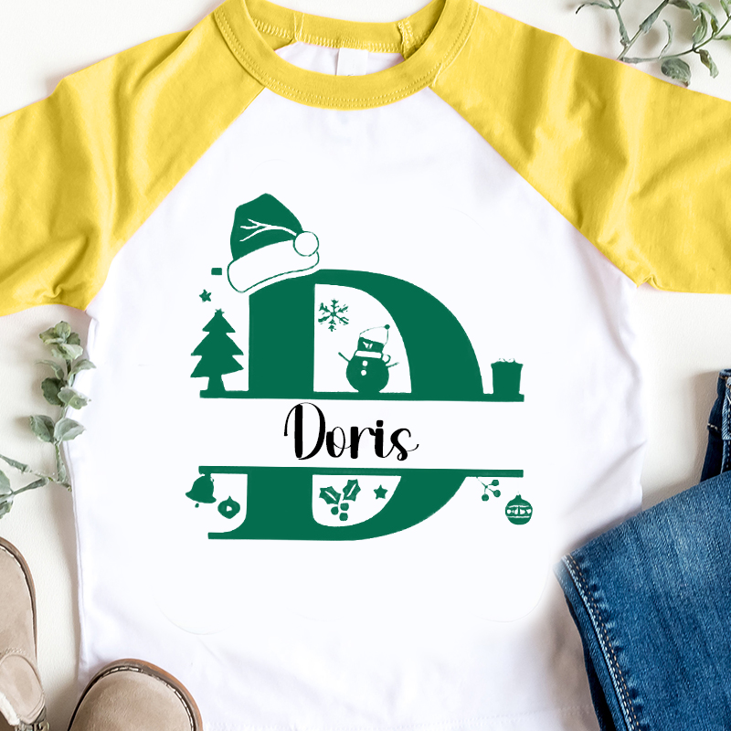 Personalized Kids Monogrammed Christmas Long Sleeves Shirt| Cloth 12410