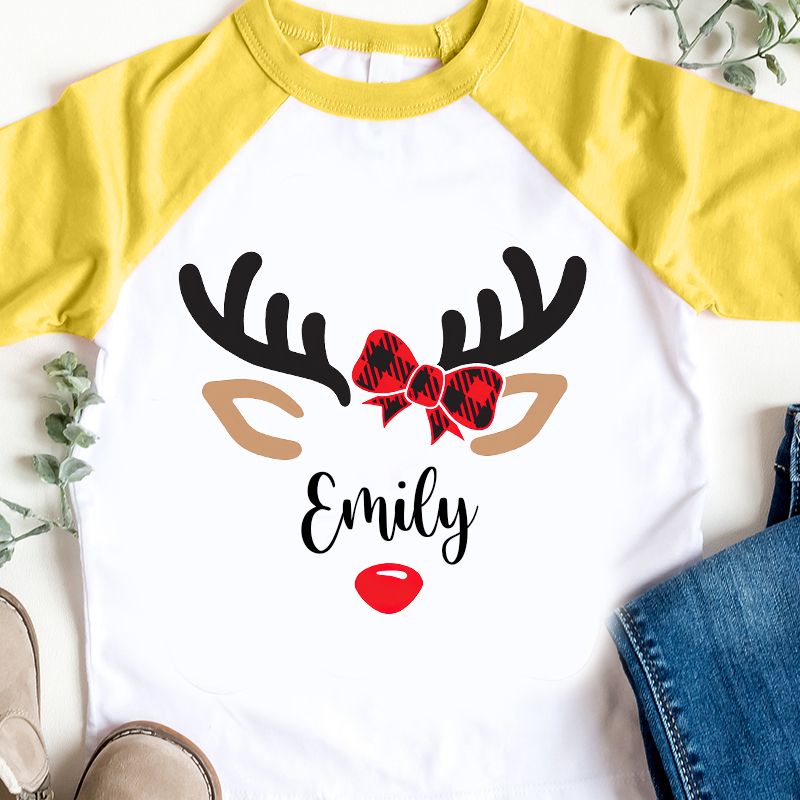 Personalized Kids Reindeer Monogrammed Christmas Shirt| Cloth 12411