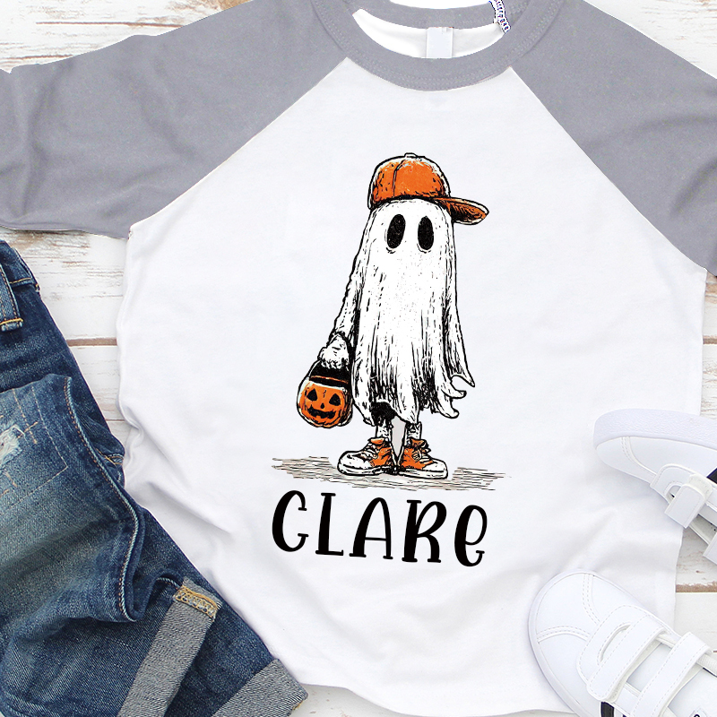 Personalized Kids Halloween Ghost Pumpkin Long Sleeves Shirt| Cloth12448