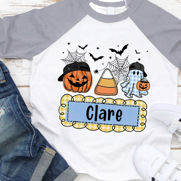 Personalized Kids Halloween  Ghost Pumpkin Long Sleeves Shirt| Cloth12451