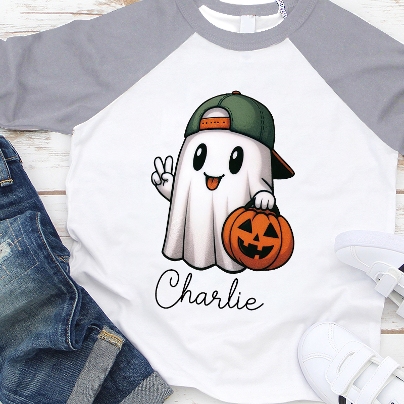 Personalized Kids Halloween Ghost Pumpkin Long Sleeves Shirt| Cloth12453