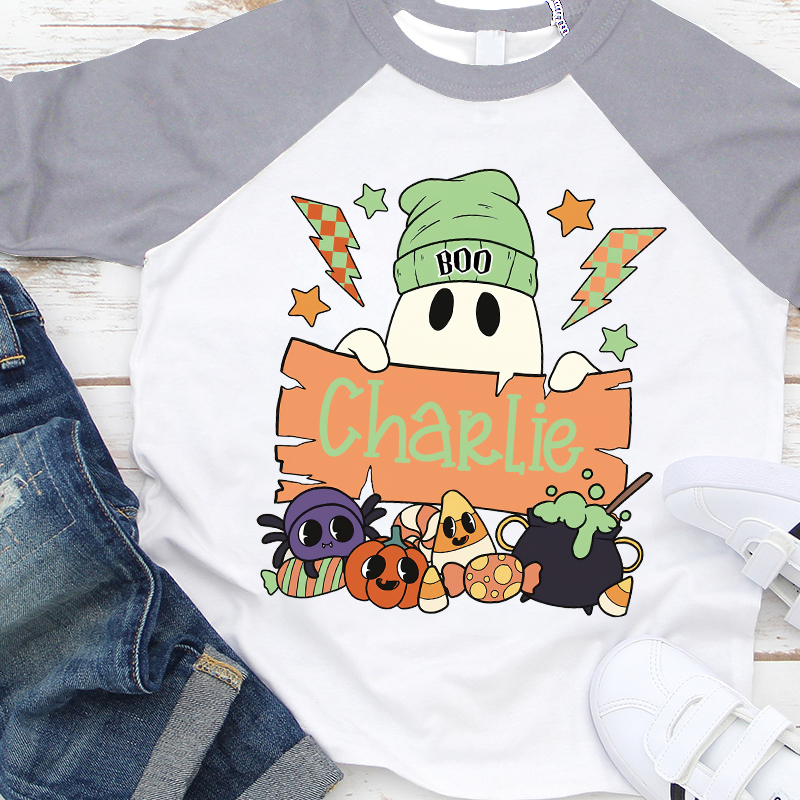 Personalized Kids Halloween Ghost Long Sleeves Shirt| Cloth12454