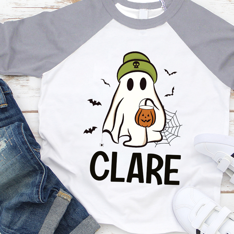 Personalized Kids Halloween Ghost Long Sleeves Shirt| Cloth12455