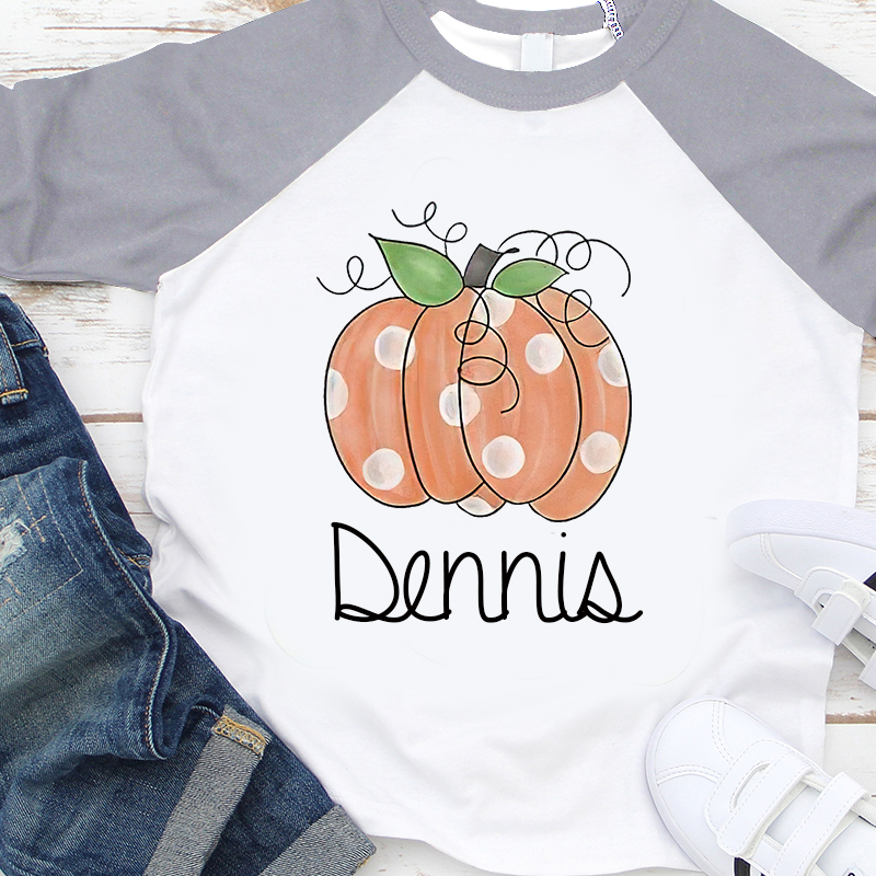 Personalized Kids Pumpkin Name Long Sleeves Shirt| Cloth12402