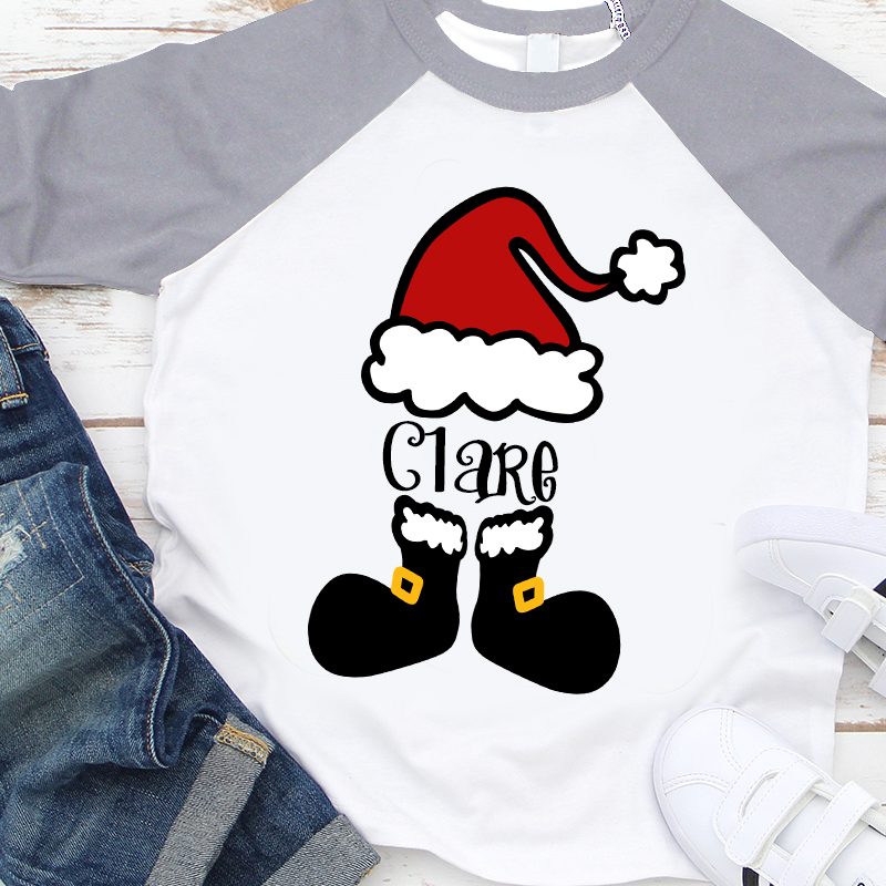 Personalized Kids Santa Hat Christmas Shirt| Cloth12412