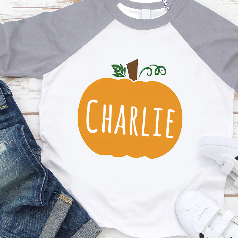 Personalized Kids Pumpkin Name Long Sleeves Shirt| Cloth12414