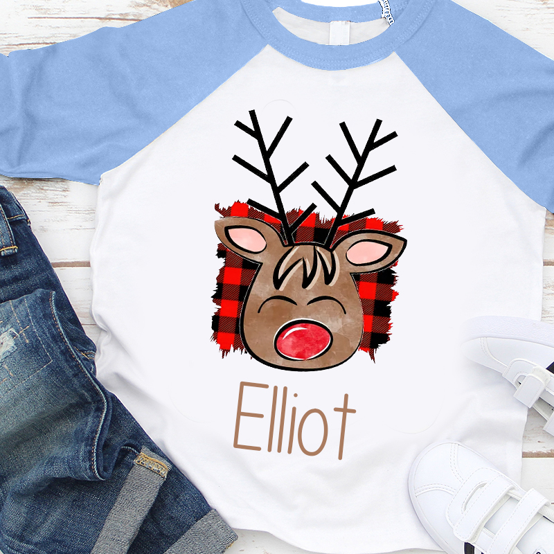 Personalized Kids Reindeer Monogrammed Christmas Shirt| Cloth12415
