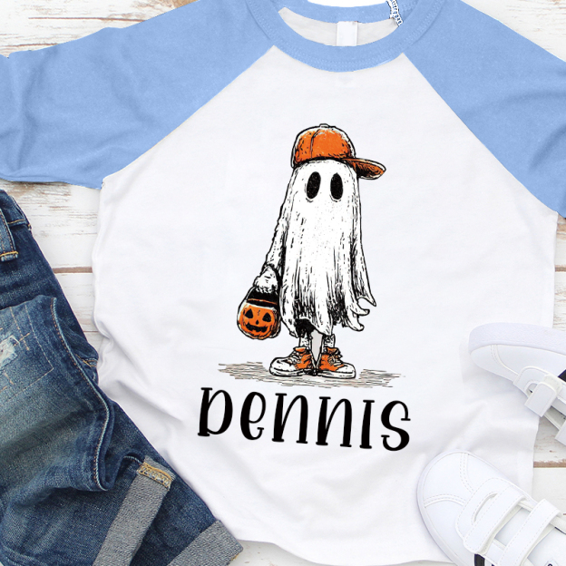 Personalized Kids Halloween Ghost Pumpkin Long Sleeves Shirt| Cloth12448