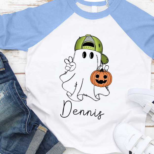 Personalized Kids Halloween Ghost Long Sleeves Shirt| Cloth12449