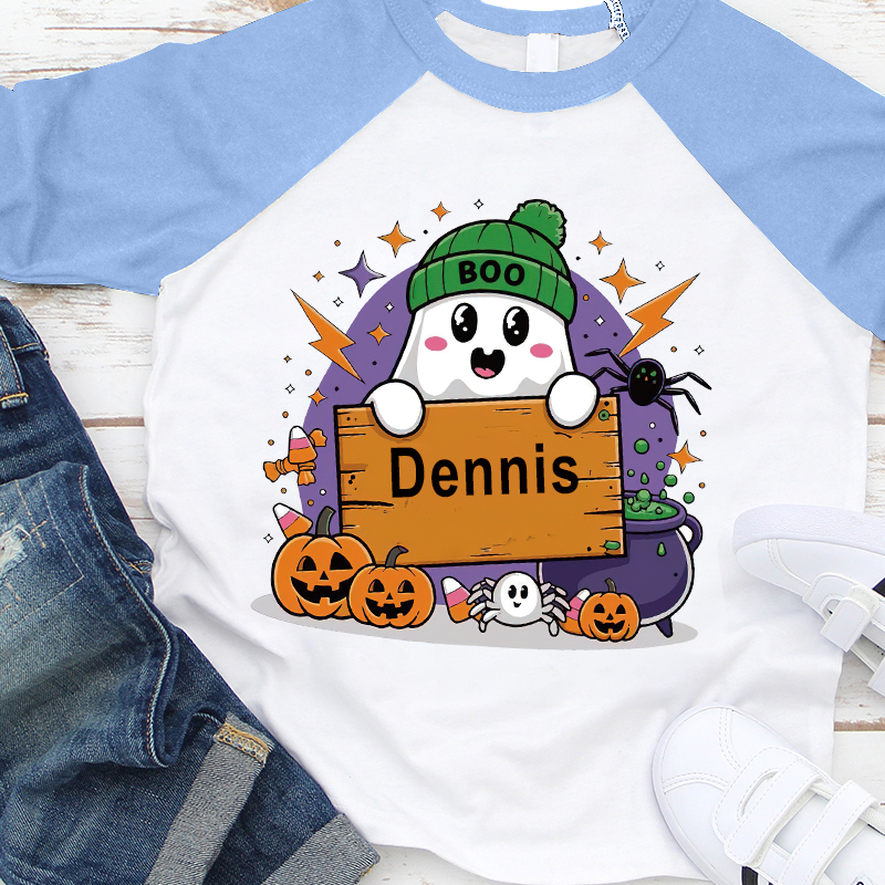 Personalized Kids Halloween Ghost Long Sleeves Shirt| Cloth12450
