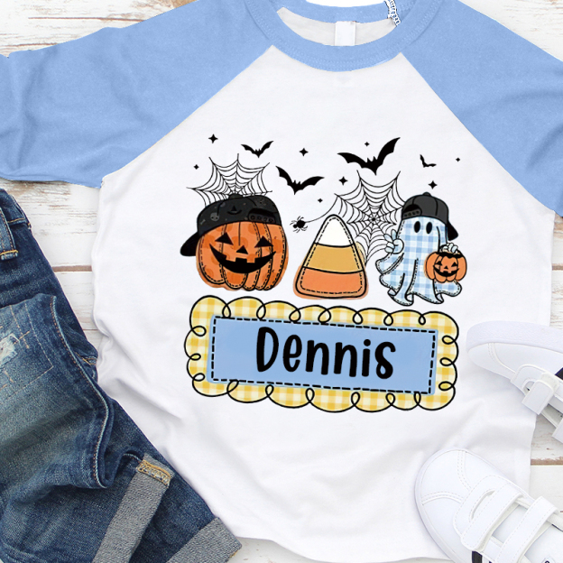 Personalized Kids Halloween  Ghost Pumpkin Long Sleeves Shirt| Cloth12451