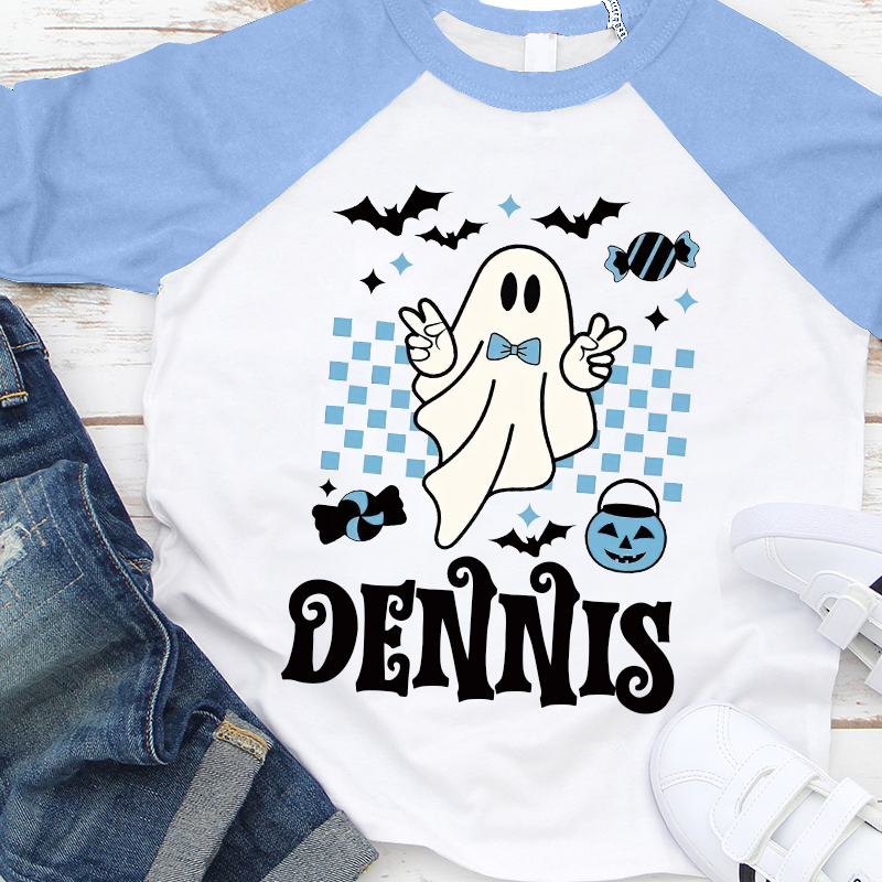 Personalized Kids Halloween Retro Ghost Long Sleeves Shirt| Cloth12452
