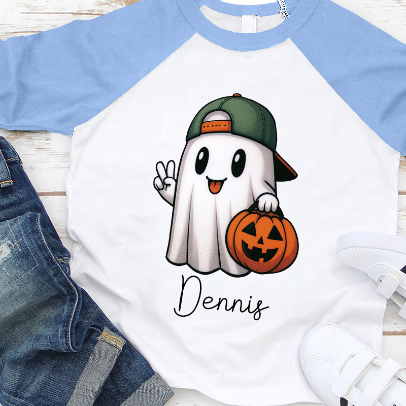 Personalized Kids Halloween Ghost Pumpkin Long Sleeves Shirt| Cloth12453