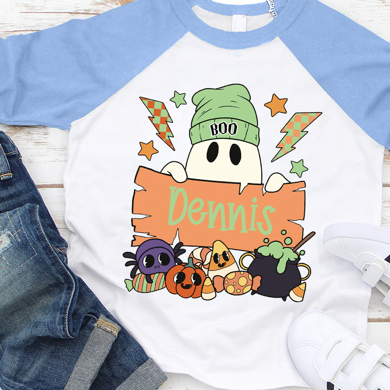 Personalized Kids Halloween Ghost Long Sleeves Shirt| Cloth12454