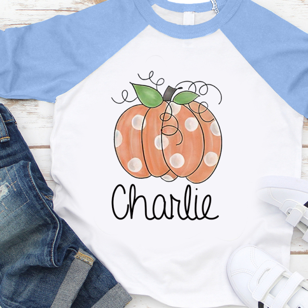 Personalized Kids Pumpkin Name Long Sleeves Shirt| Cloth12402
