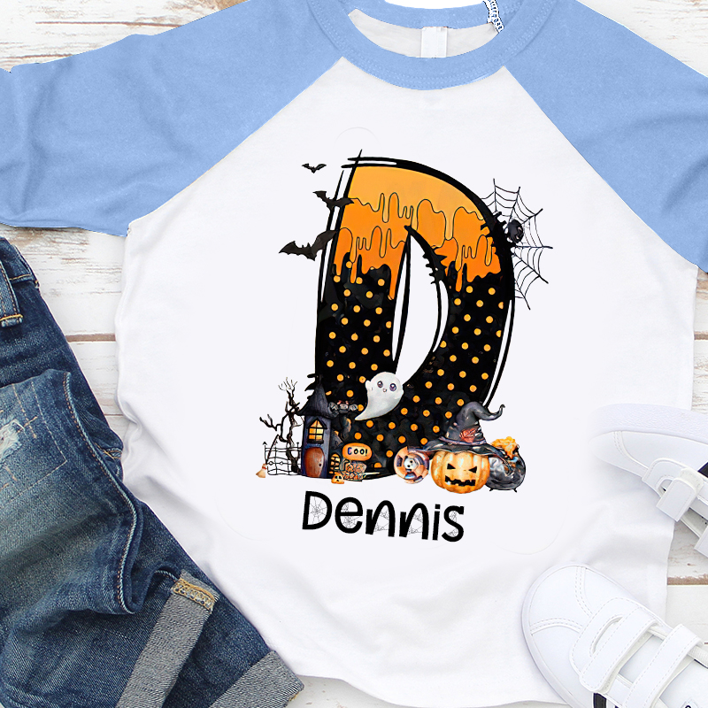 Personalized Kids Halloween Initials Long Sleeves Shirt| Cloth12407