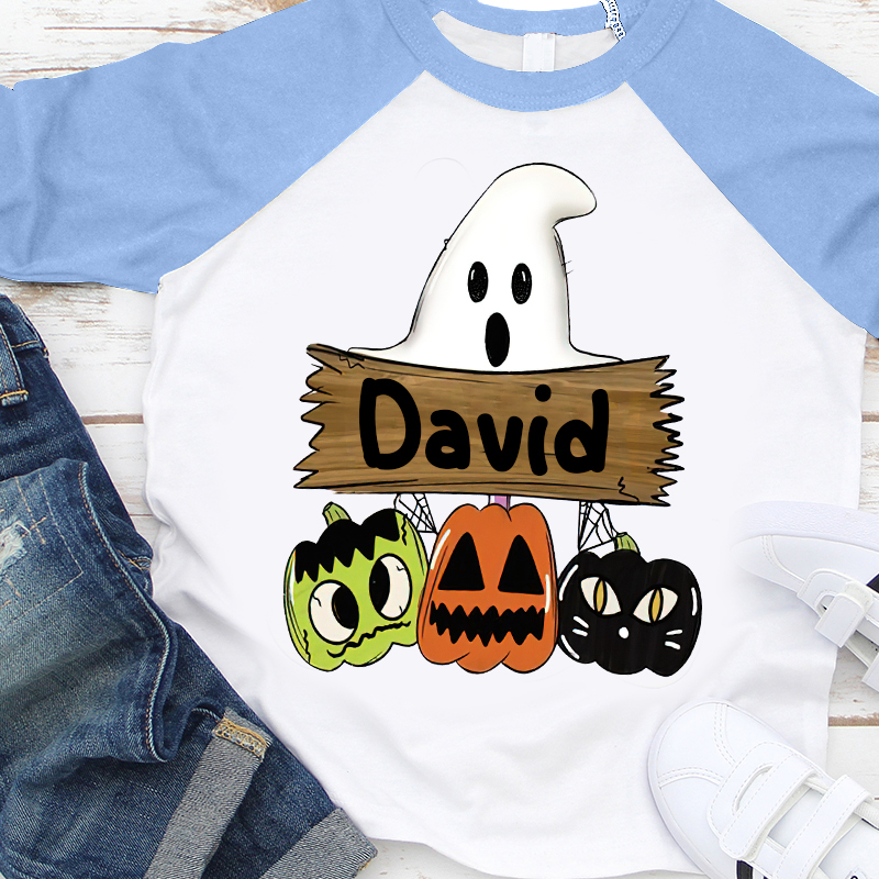 Personalized Kids Halloween Initials Long Sleeves Shirt| Cloth12409