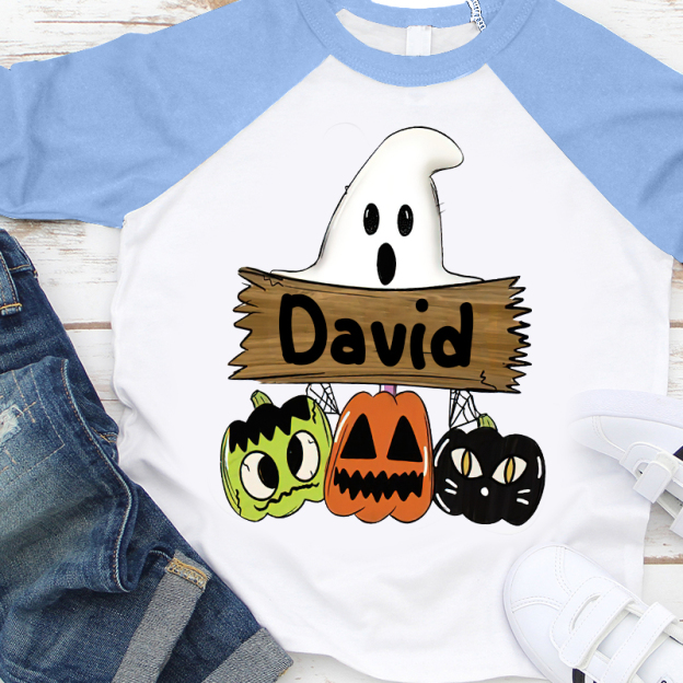 Personalized Kids Halloween Initials Long Sleeves Shirt| Cloth12409
